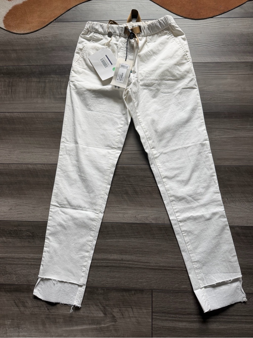 White Sand 88th Italy 100% Cotton Drawstring Casual Tapered Pants small